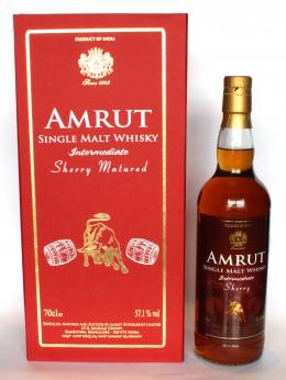 a bottle of Amrut Intermediate Sherry Whisky