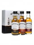 A bottle of Bowmore Miniature Giftset / 12 Year Old, 15 Year Old, 18 Year Old Islay Whisky