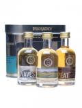 A bottle of Bruichladdich Miniature 3-Pack / Links, Waves, Peat Islay Whisky
