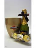 A bottle of Red Wine Martini Chocolates Ice Bucket Gift Set