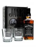 A bottle of Jack Daniel's Old No.7 / Metal Box & 2 Glasses Gift Set