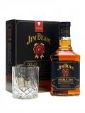 A bottle of Jim Beam Double Oak Gift Set Kentucky Straight Bourbon Whiskey
