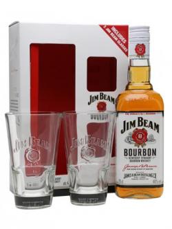 Jim Beam White Label and 2 Glasses Gift Pack