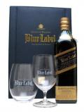 A bottle of Johnnie Walker Blue Label Gift Pack / 2 Glasses Blended Scotch Whisky