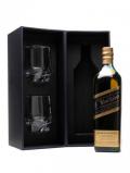 A bottle of Johnnie Walker Blue Label / Walker& Son Glass Pack Blended Whisky