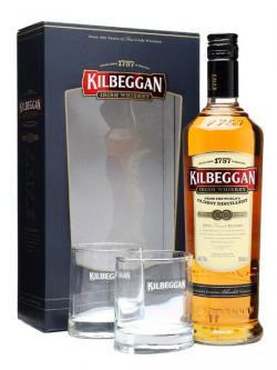 Kilbeggan + 2 Glasses Gift Pack Irish Blended Whiskey