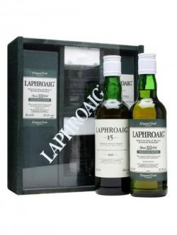 Laphroaig 10 Year Old Cask Strength + 15 Year Old Glass Set Islay Whisky