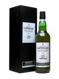 A bottle of Laphroaig 25 Year Old / Cask Strength Islay Single Malt Scotch Whisky