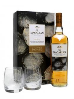 Macallan Gold 2 Glass Gift Set Speyside Single Malt Scotch Whisky