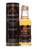 A bottle of Amrut Fusion Miniature Indian Single Malt Whisky
