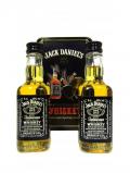 A bottle of Jack Daniels Old No 7 Miniature Twin Pack In Tin