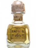 A bottle of Patron Anejo Tequila Miniature