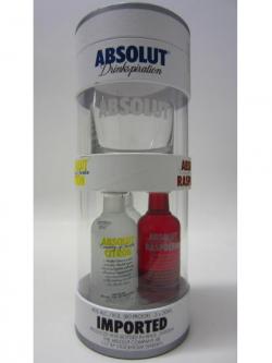 Vodka Absolut 3 X Miniatures Branded Glass Gift Set