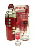 A bottle of Vodka Smirnoff Cocktail Shaker Gift Set With Vodka Miniature