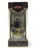 A bottle of Whisky Liqueurs Baileys Irish Cream Miniature Glass Coaster Gift Set