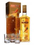 A bottle of Nemiroff Honey Pepper Vodka and 3 Shot Glasses Gift Pack