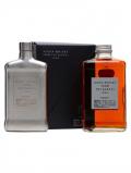 A bottle of Nikka From The Barrel Hip Flask Set Japanese Blended Whisky
