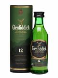 A bottle of Glenfiddich 12 Year Old Miniature Speyside Single Malt Scotch Whisky