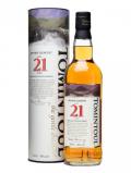 A bottle of Tomintoul 21 Year Old Speyside Single Malt Scotch Whisky