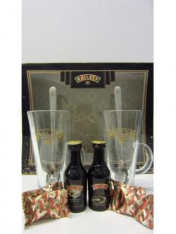 Whisky Liqueur Baileys 2 X Miniatures 2 X Latte Glasses Gift Set