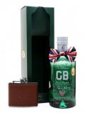 A bottle of Williams GB Extra Dry Gin Hip Flask Gift Set