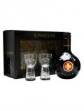 A bottle of Zwack Unicum& 2 Glasses Gift Pack