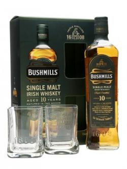 Bushmills 10 Year Old Glass Pack Irish Single Malt Whiskey 70cl