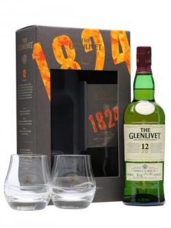 Glenlivet 12 Year Old + 2 Glasses / Gift Pack Speyside Whisky
