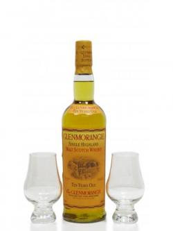 Glenmorangie 70cl Bottle Two Engraved Glasses 10 Year Old