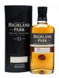 A bottle of Highland Park 21 Year Old Island Single Malt Scotch Whisky