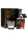A bottle of Jack Daniel's Single Barrel & Tumbler Pack Tenessee Whiskey