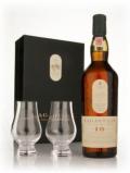 A bottle of Lagavulin 16 Year old with 2 Glasses