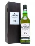 A bottle of Laphroaig 25 Year Old Islay Single Malt Scotch Whisky