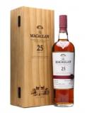 A bottle of Macallan 25 Year Old / Sherry Oak Speyside Single Malt Scotch Whisky