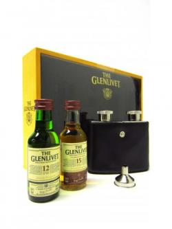 Glenlivet Malt Duo Double Hip Flask Gift Set 15 Year Old