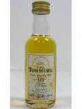 A bottle of Tormore Speyside Single Malt Miniature 10 Year Old