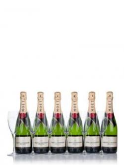 Met & Chandon Brut Imprial - 6 Bottles With 6 Champagne Flutes Pack
