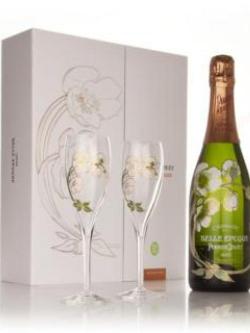 Perrier-Jout 2002 Belle Epoque Brut with 2 Champagne Flutes