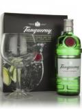 A bottle of Tanqueray Export Strength with Copa Glass