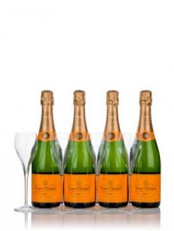 Veuve Clicquot Brut Yellow Label - 4 Bottles with 4 Glasses