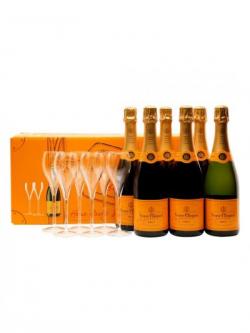 Veuve Clicquot Champagne Home Party Set 6 Bottles + 6 Flutes