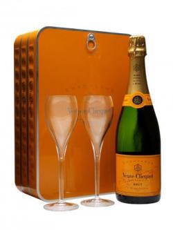 Veuve Clicquot Yellow Label& 2 Glasses Sardine Tin