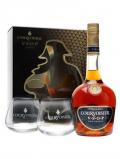 A bottle of Courvoiser VSOP Cognac Gift Pack / 2 Glasses