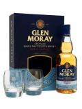 A bottle of Glen Moray Peated / Glass Set Speyside Single Malt Scotch Whisky