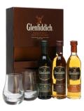 A bottle of Glenfiddich Miniature 3-pk& 2 Glasses / 3x10cl Speyside Whisky